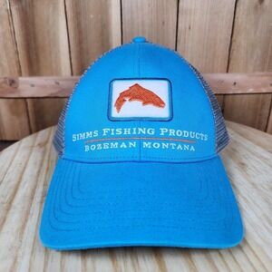 Simms Fishing Products Hat Cap Snap Back Blue Gray Mesh‎ Trucker Mens One Size